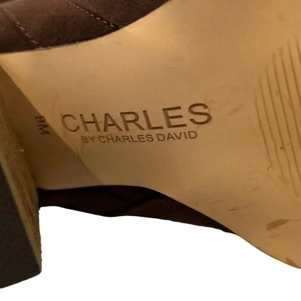 Charles by Charles David Skyler Brown Vegan Suede Stacked Heel Tall Knee Boots 9